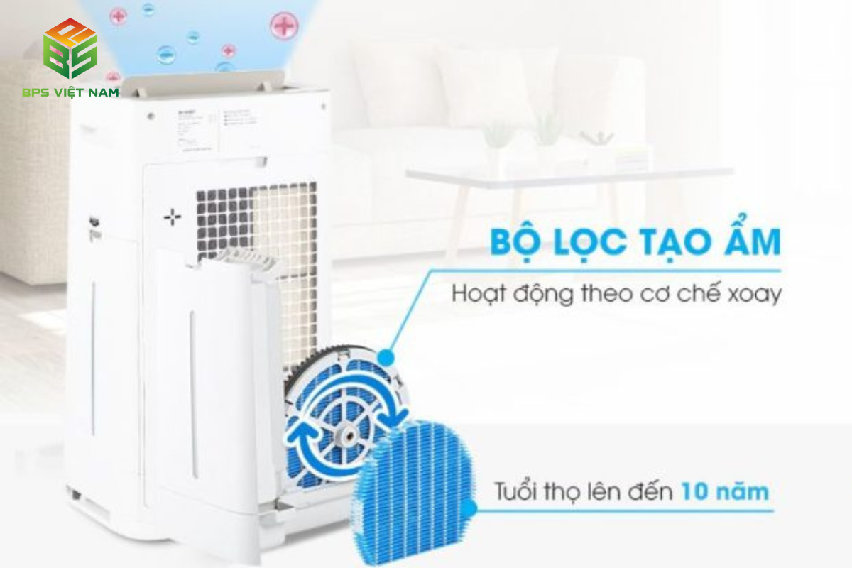 KC-G50EV-W nổi bật với bộ lọc tạo ẩm hoạt động theo cơ chế xoay hiện đại