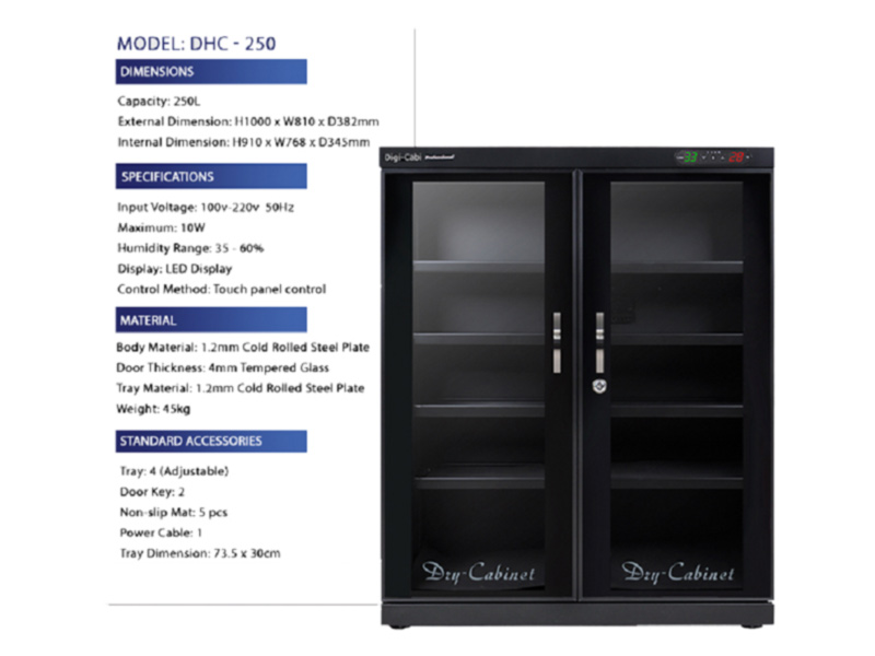 Tủ chống ẩm Digi-Cabi DHC-250 dung tích 250 lít