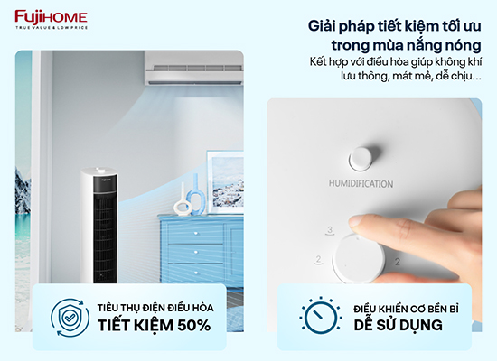 Quạt tháp hơi nước Fujihome AC-18LM trang bị nút cơ dễ sử dụng