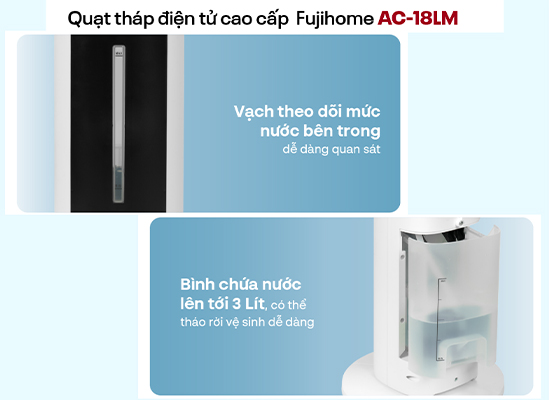 Quạt tháp hơi nước Fujihome AC-18LM trang bị bình chứa 3 lít