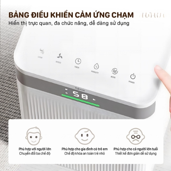 bảng điều khiển Máy hút ẩm FujiHome DH12NW (12 Lít/24h)