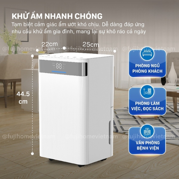 Máy hút ẩm FujiHome DH12NW (12 Lít/24h) hút ẩm vượt trội