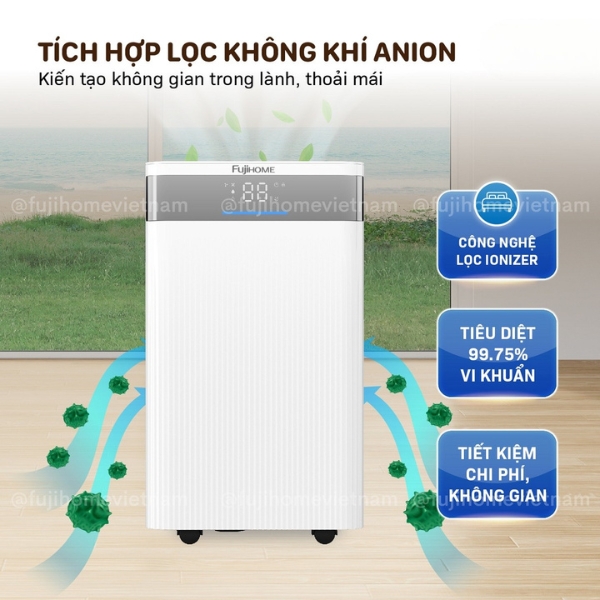 Máy hút ẩm FujiHome DH12NW (12 Lít/24h) lọc khí thông minh