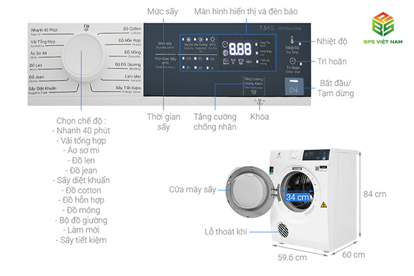 Máy sấy quần áo Electrolux EDV754H3WB