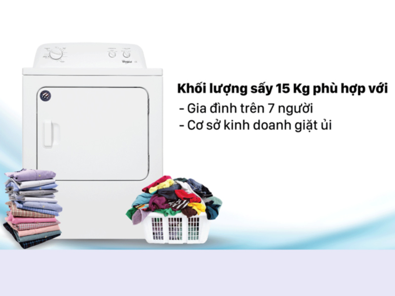 Máy sấy quần áo Whirlpool 3LWED4705FW khối lượng sấy 15kg