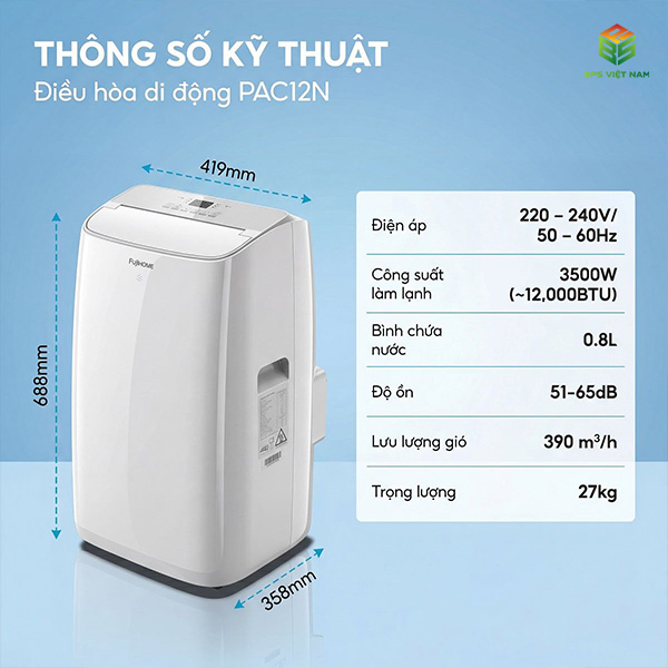 Máy điều hòa di động thông minh FujiHome PAC12N