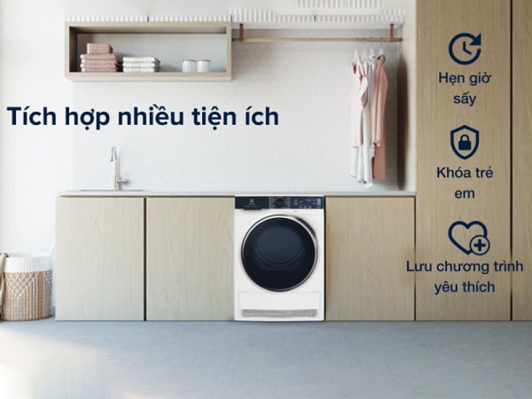 Máy sấy bơm nhiệt Electrolux EDH903R9WB tích hợp nhiều tính năng hữu ích