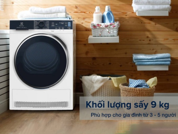 Máy sấy quần áo Electrolux EDH903R9WB phù hợp với gia đình 3 - 5 người