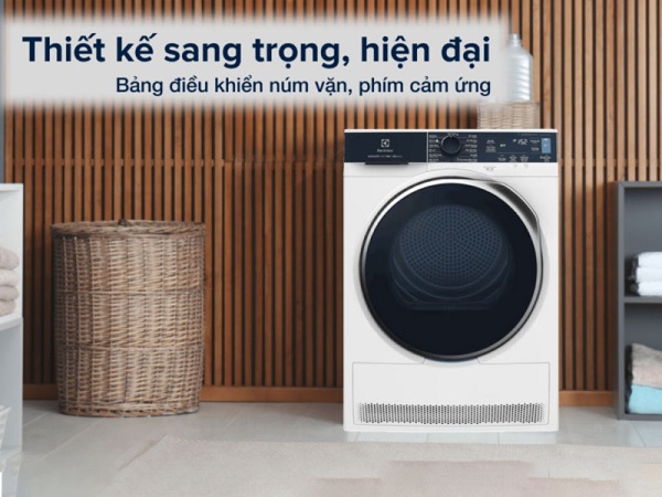 Máy sấy quần áo Electrolux EDH903R9WB thiết kế sang trọng hiện đại theo phong cách Châu Âu