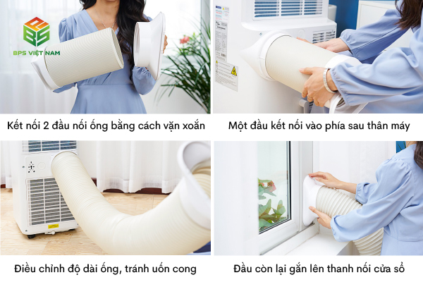 Hướng dẫn lắp đặt ống xả cho máy điều hòa di động Fujie MPAC12B