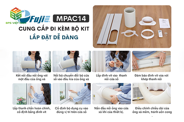 Hướng dẫn lắp đặt ống xả cho máy điều hòa di động Fujie MPAC14