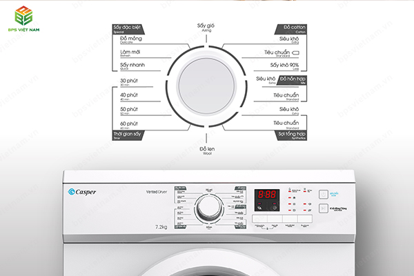 Bảng điều khiển Máy sấy quần áo Casper TD-72VWD