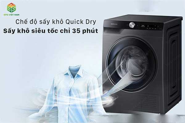 Sấy nhanh 35 phút với chế độ Quick Dry trên máy sấy quần áo Samsung DV90T7240BB/SV