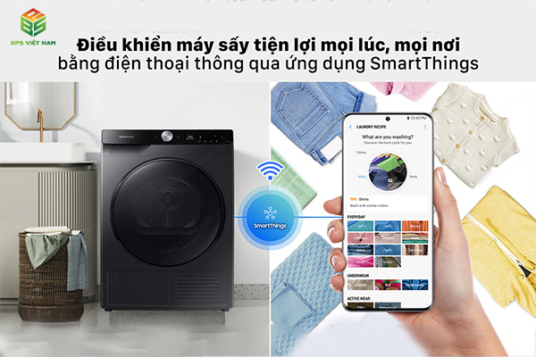 Điều khiển máy sấy quần áo Samsung DV90T7240BB/SV từ xa với SmartThings