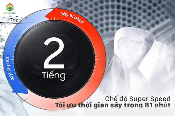 Máy sấy quần áo Samsung DV90T7240BH/SV  tiết kiệm thời gian sấy với Super Speed 