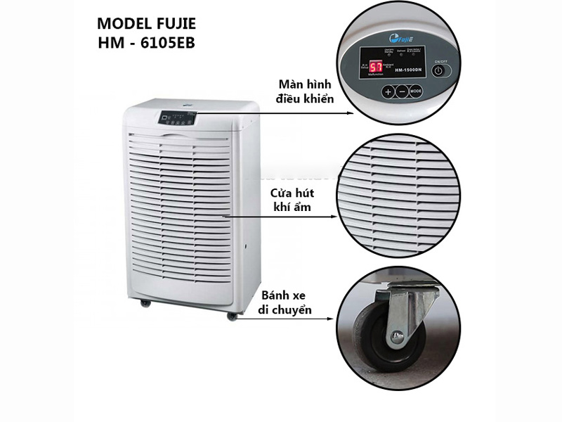 Các bộ phận của Máy hút ẩm công nghiệp FujiE HM-6105EB công suất 105 lít/ngày