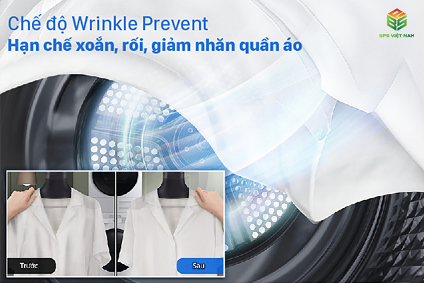 Máy sấy quần áo Samsung DV90TA240AX/SV Chống nhăn hiệu quả với Chế độ Wrinkle Prevent