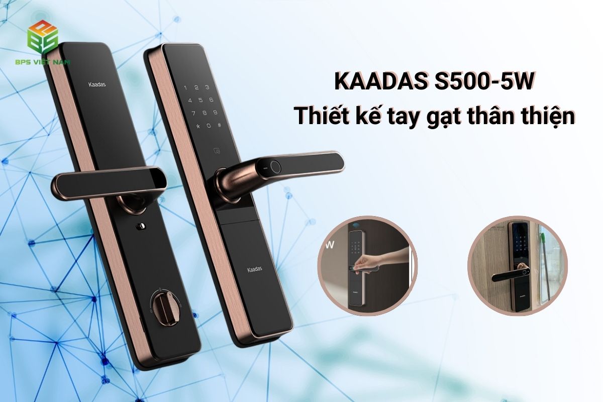 Khóa thông minh Kaadas S500-5W thiết kế tay gạt thân thiện