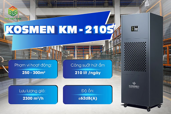 Máy hút ẩm công nghiệp Kosmen KM-210S hút ẩm mạnh mẽ
