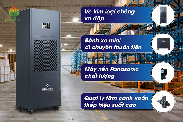 Máy hút ẩm công nghiệp Kosmen KM-210S thiết kế chắc chắn, có độ bền cao