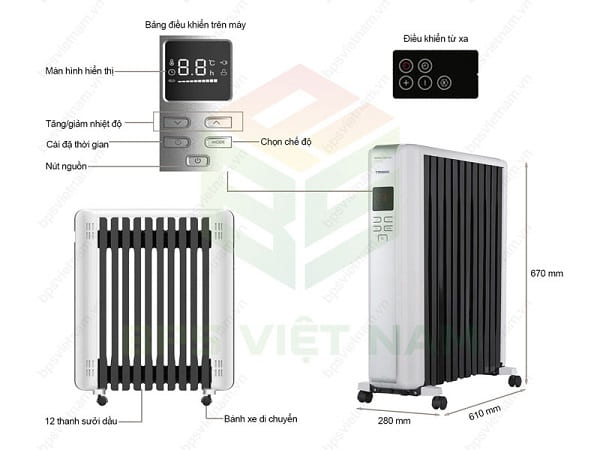 Máy sưởi dầu Tiross TS9218 - Giá tham khảo: 4.890.000 VNĐ
