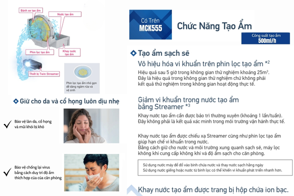 MCK555AVMVW/MCK555AVMVT tạo ẩm tự nhiên an toàn cho da