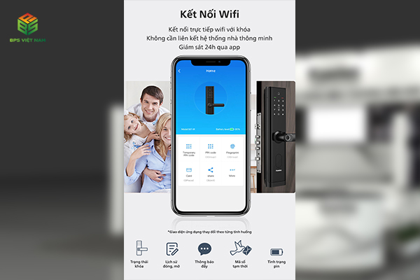 Kaadas M7-W trang bị kết nối wifi mở cửa từ xa