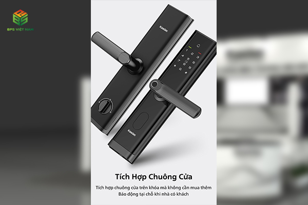 Kaadas M7-W tích hợp chuông cửa ngay mặt trên của khóa