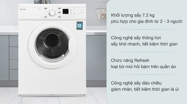 Review máy sấy quần áo Casper TD-72VWD 7.2kg