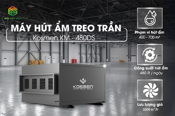 máy hút ẩm treo trần Kosmen KM-480DS