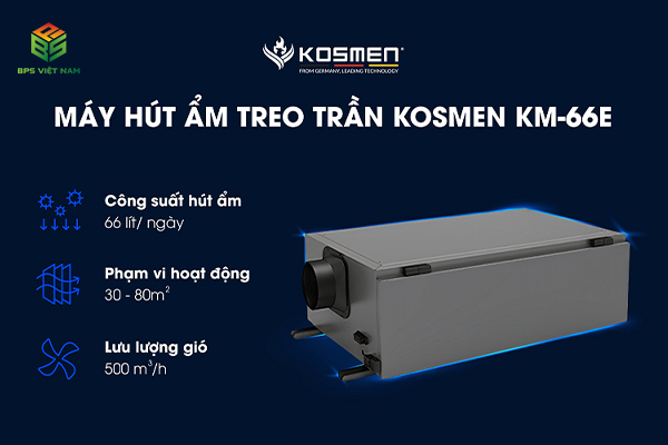 ưu điểm máy hút ẩm treo trần Kosmen KM-66E