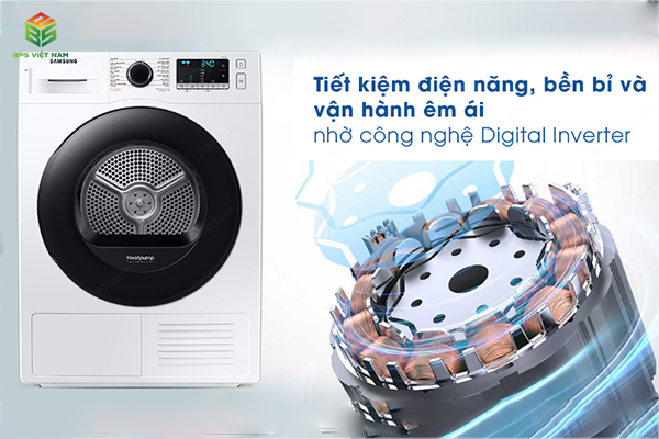 động cơ Digital Inverter còn giúp cho Samsung DV90TA240AE/SV tiết kiệm điện năng hiệu quả