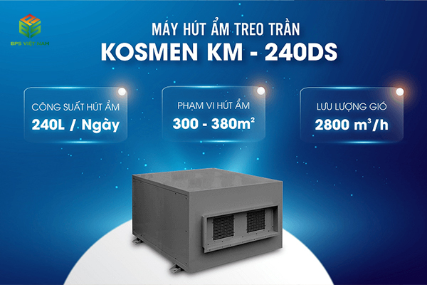 máy hút ẩm treo trần Kosmen KM-240DS có hiệu suất hoạt động mạnh mẽ