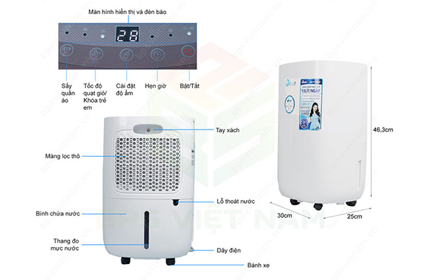 Cấu tạo của máy hút ẩm Fujie HM-912EC-N