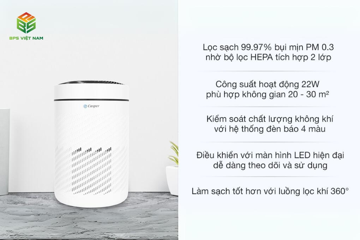 máy lọc không khí giá rẻ dưới 3 triệu Casper AP-250MAH