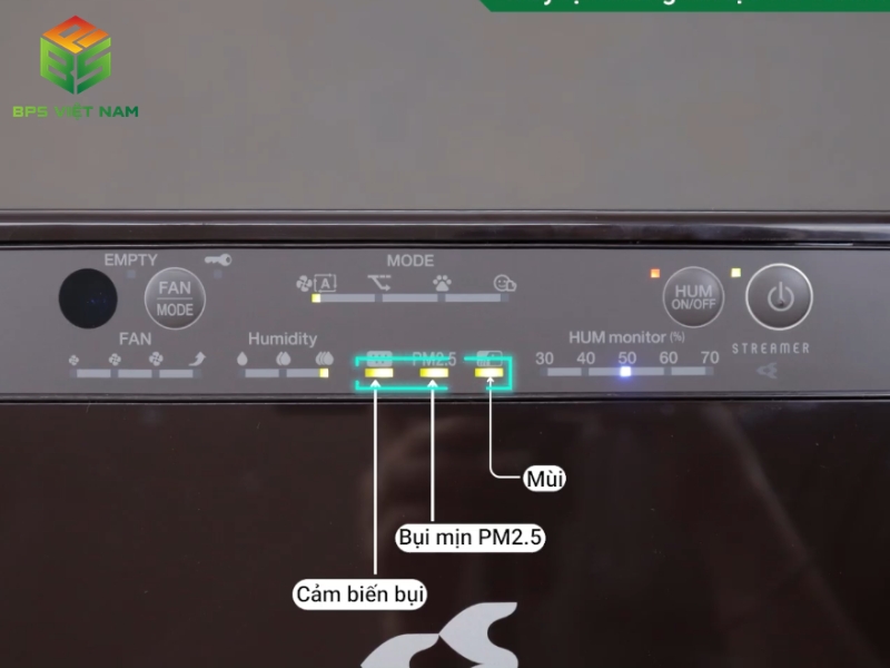 Đèn cảnh báo (bụi, bụi mịn, mùi) trên máy lọc không khí Daikin MCK555AVMV 