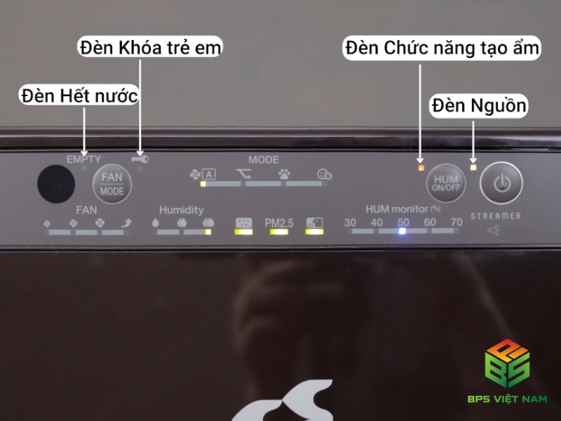 máy lọc không khí Daikin MCK555AVMV - đèn báo hết nước
