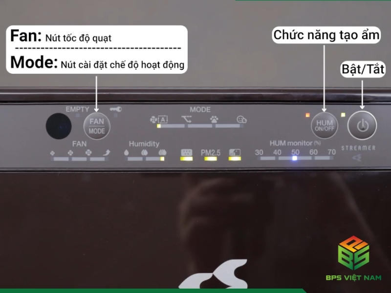 Quan sát bảng điều khiển máy lọc không khí Daikin MCK555AVMV
