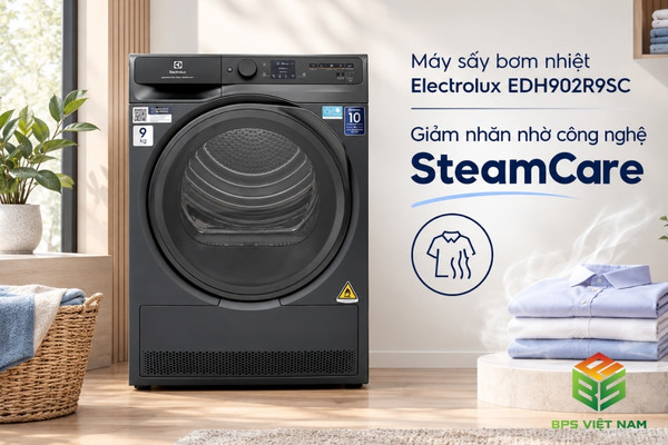 Máy sấy Electrolux EDH902R9SC chống nhăn nhờ sấy hơi nước