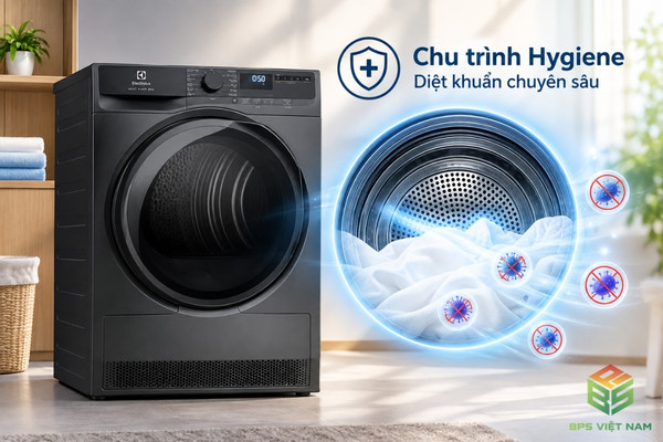 Công nghệ sấy diệt khuẩn Hygiene trên máy sấy Electrolux EDH803J5SC