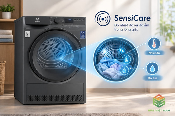 Công nghệ cảm biến SensiCare trên máy sấy Electrolux EDH803J5SC