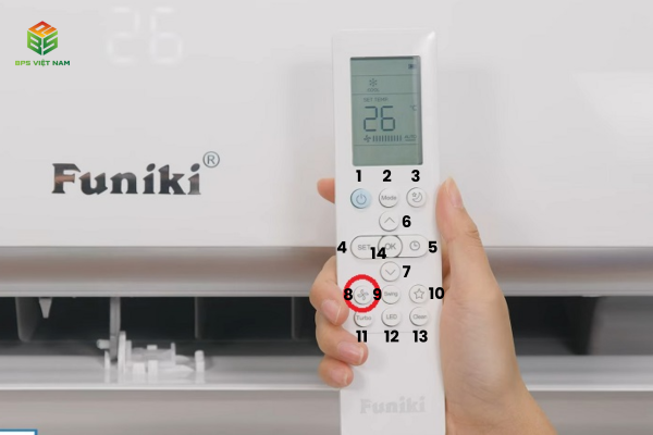 Chi tiết các nút bấm trên điều khiển từ xa Funiki HIC12TMU