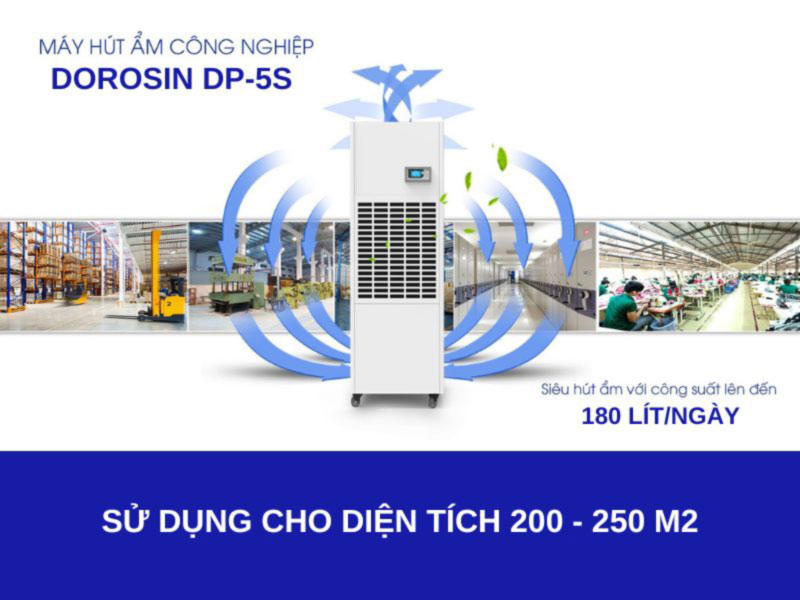 Máy hút ẩm công nghiệp Dorosin DP-5S công suất 180 lít/ngày