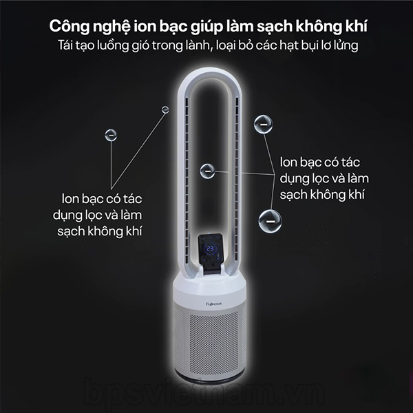 Quạt không cánh tích hợp lọc không khí Fujihome BF308DC Lọc khí bằng công nghệ ion hiện đại