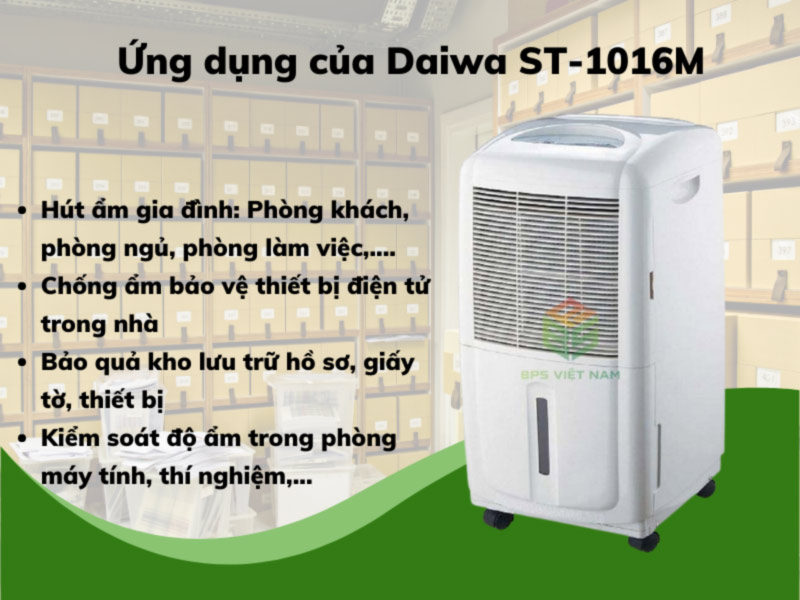 Ứng dụng của Máy hút ẩm Daiwa ST-1016M công suất 16 lít/ngày