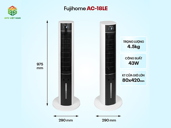 Cấu tạo cơ bản Quạt tháp hơi nước Fujihome AC-18LE