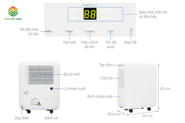 Máy hút ẩm Gree GDN10BC-K5EBA2B (10 Lít/24h)