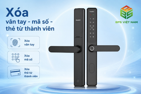 Xóa vân tay - mã số - thẻ từ thành viên trên khóa Kaadas S10-5W