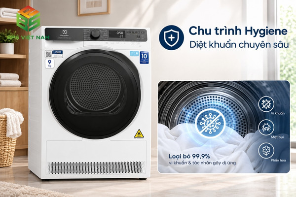 Công nghệ diệt khuẩn Hygiene trên máy sấy Electrolux EDH903R7WC