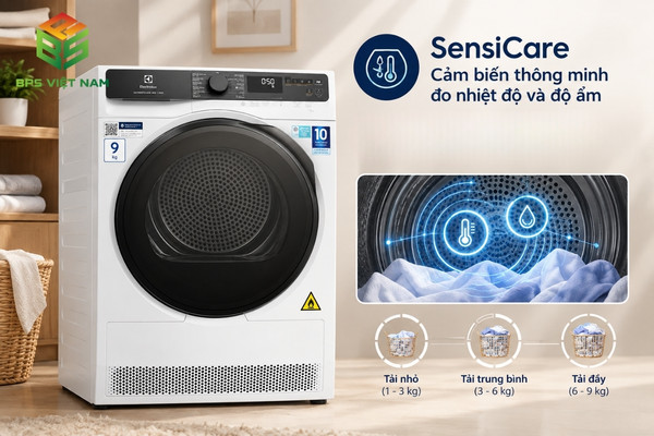 Công nghệ SensiCare trên máy sấy bơm nhiệt Electrolux EDH903R7WC